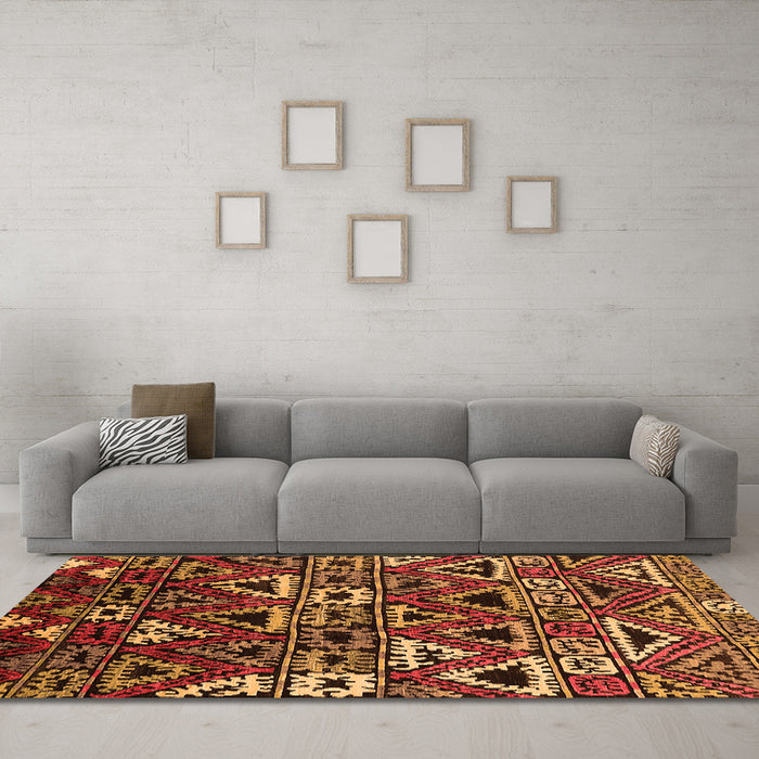 Machine Washable Solid Orange Modern Area Rugs in a Living Room, wshurb1272org