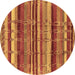 Round Southwestern Brown Country Rug, urb1273brn