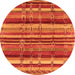 Round Machine Washable Southwestern Orange Country Area Rugs, wshurb1273org