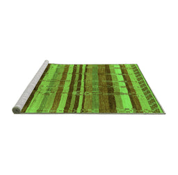 Sideview of Machine Washable Southwestern Green Country Area Rugs, wshurb1273grn