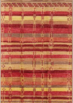 Mid-Century Modern Orange Southwestern Rug, urb1273