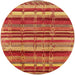 Round Mid-Century Modern Orange Southwestern Rug, urb1273