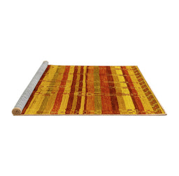 Sideview of Machine Washable Southwestern Yellow Country Rug, wshurb1273yw