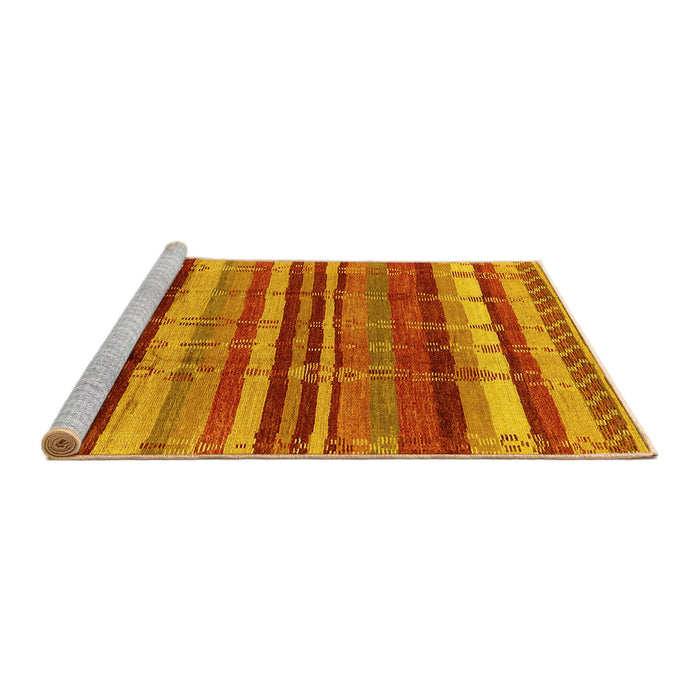 Sideview of Machine Washable Southwestern Yellow Country Rug, wshurb1273yw