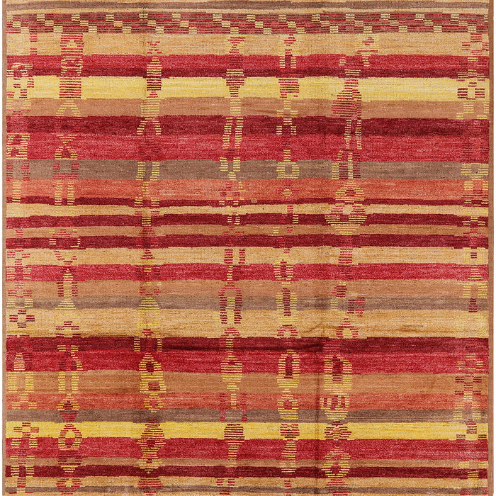 Square Mid-Century Modern Orange Southwestern Rug, urb1273