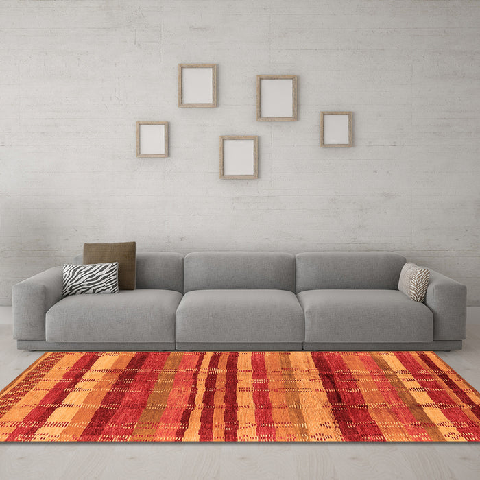 Machine Washable Southwestern Orange Country Area Rugs in a Living Room, wshurb1273org