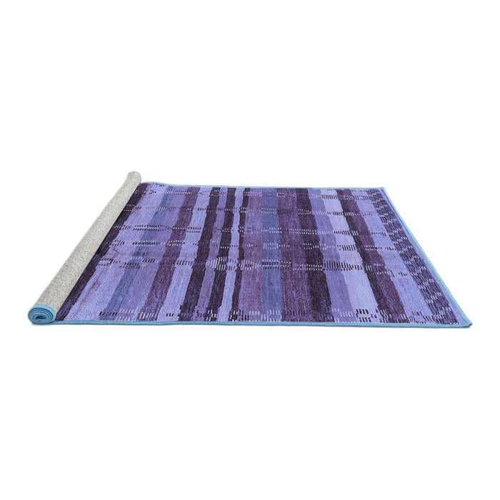 Sideview of Machine Washable Southwestern Blue Country Rug, wshurb1273blu