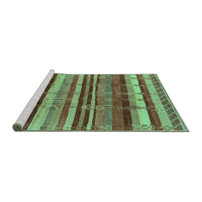 Sideview of Machine Washable Southwestern Turquoise Country Area Rugs, wshurb1273turq