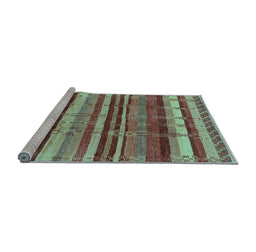 Sideview of Machine Washable Southwestern Light Blue Country Rug, wshurb1273lblu