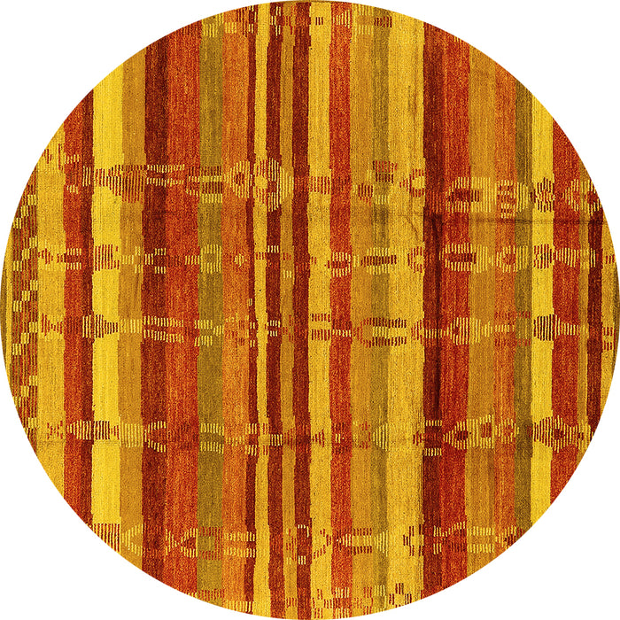 Round Southwestern Yellow Country Rug, urb1273yw