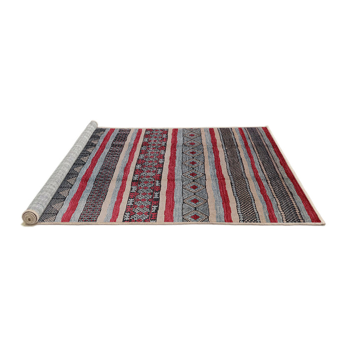 Sideview of Machine Washable Industrial Modern Silver Pink Rug, wshurb1274