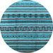 Round Machine Washable Solid Light Blue Modern Rug, wshurb1274lblu