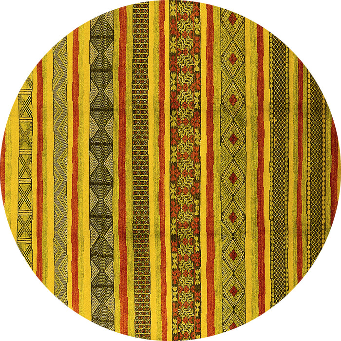 Round Solid Yellow Modern Rug, urb1274yw
