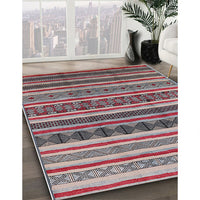 Mid-Century Modern Silver Pink Solid Rug, urb1274