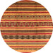 Round Machine Washable Solid Orange Modern Area Rugs, wshurb1274org