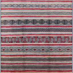 Square Machine Washable Industrial Modern Silver Pink Rug, wshurb1274