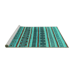 Sideview of Machine Washable Solid Turquoise Modern Area Rugs, wshurb1274turq