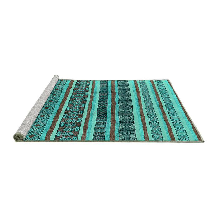 Sideview of Machine Washable Solid Turquoise Modern Area Rugs, wshurb1274turq