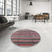 Round Machine Washable Industrial Modern Silver Pink Rug in a Office, wshurb1274