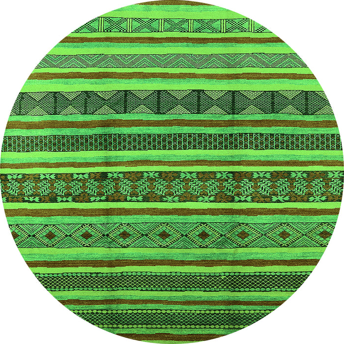 Round Machine Washable Solid Green Modern Area Rugs, wshurb1274grn