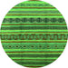 Round Machine Washable Solid Green Modern Area Rugs, wshurb1274grn