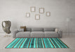 Machine Washable Solid Turquoise Modern Area Rugs in a Living Room,, wshurb1274turq