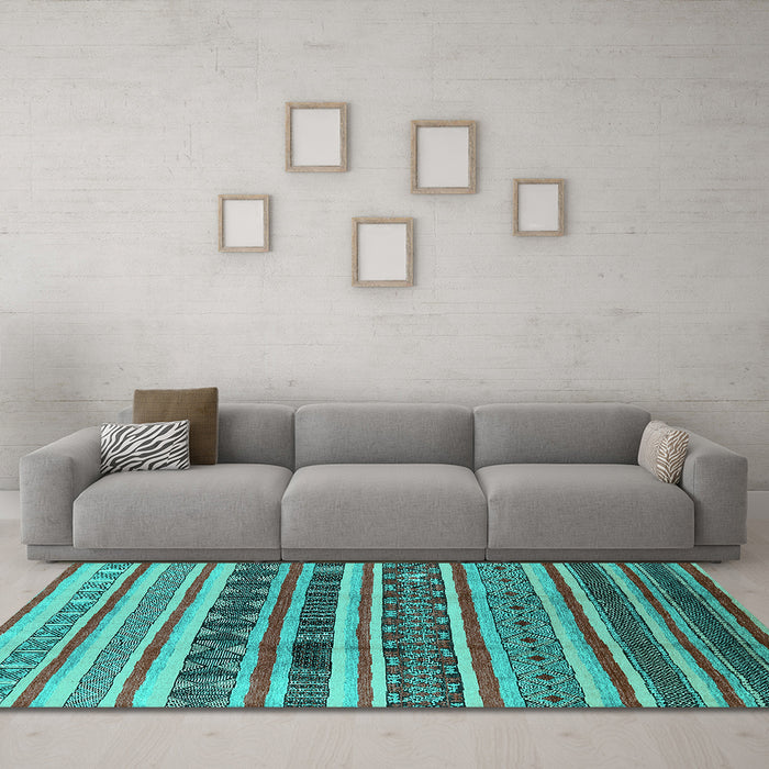 Machine Washable Solid Turquoise Modern Area Rugs in a Living Room,, wshurb1274turq