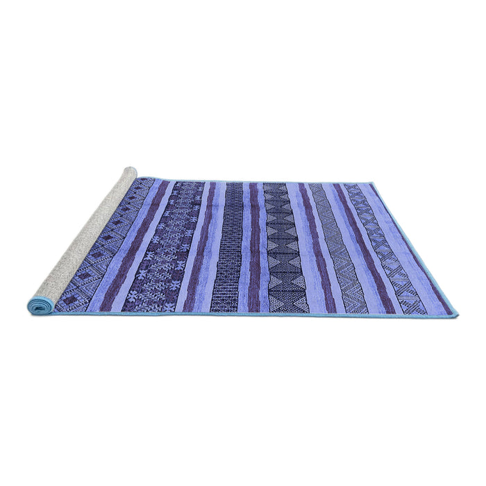 Sideview of Machine Washable Solid Blue Modern Rug, wshurb1274blu