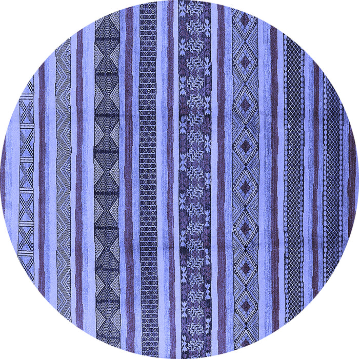 Round Machine Washable Solid Blue Modern Rug, wshurb1274blu