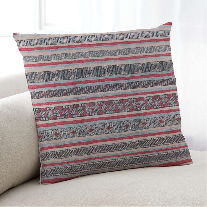 Lifestyle Image of Mid-Century Modern Urban Square Silver Pink Throw Pillow, 18 inch by 18 inch, pwurb1274