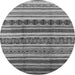Round Machine Washable Solid Gray Modern Rug, wshurb1274gry