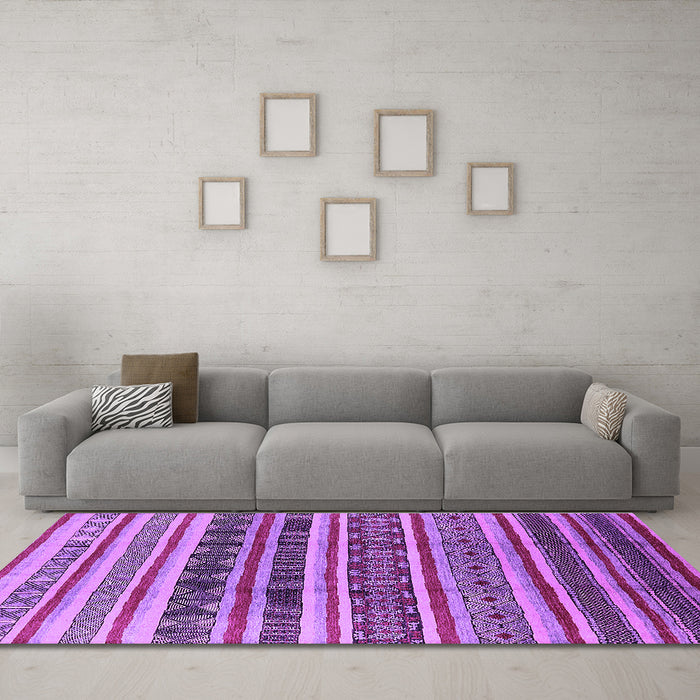 Machine Washable Solid Purple Modern Area Rugs in a Living Room, wshurb1274pur