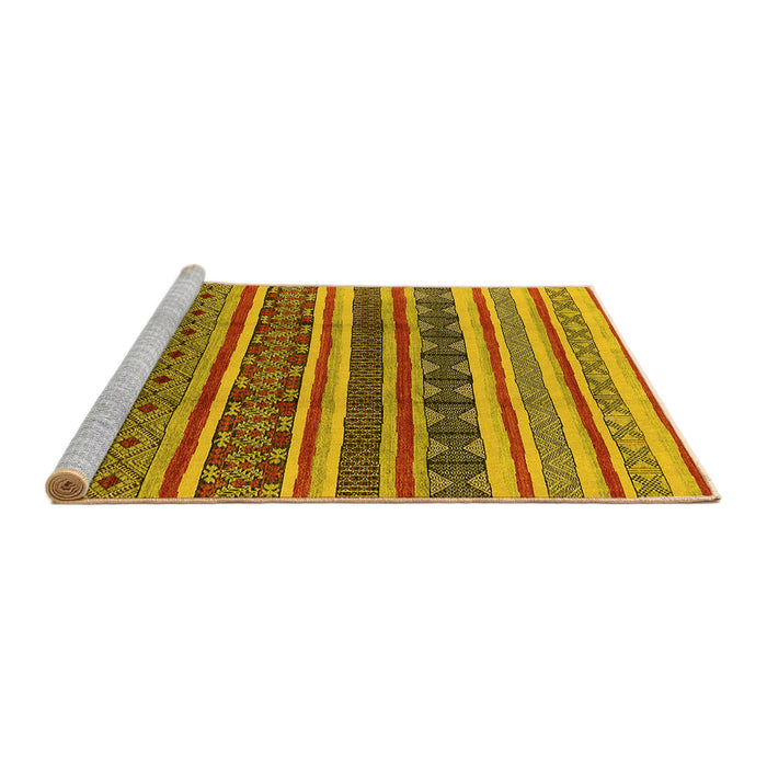 Sideview of Machine Washable Solid Yellow Modern Rug, wshurb1274yw