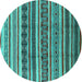 Round Solid Turquoise Modern Rug, urb1274turq