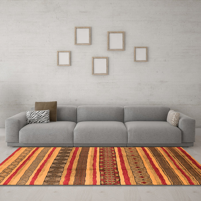 Machine Washable Solid Orange Modern Area Rugs in a Living Room, wshurb1274org