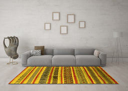 Machine Washable Solid Yellow Modern Rug in a Living Room, wshurb1274yw