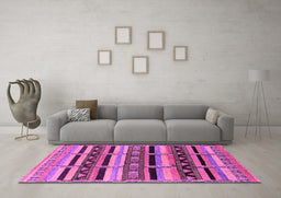 Machine Washable Solid Pink Modern Rug in a Living Room, wshurb1275pnk