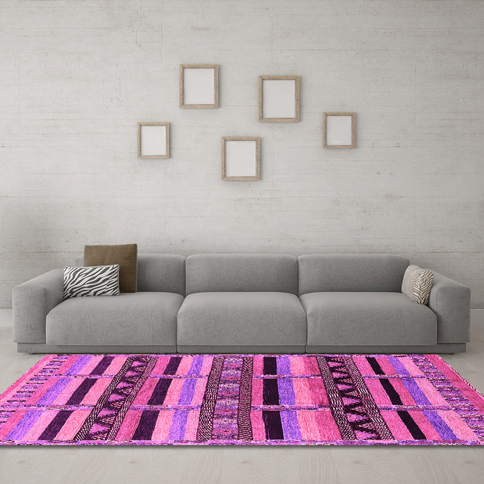 Machine Washable Solid Pink Modern Rug in a Living Room, wshurb1275pnk
