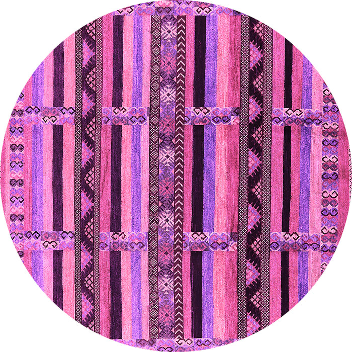 Round Machine Washable Solid Pink Modern Rug, wshurb1275pnk