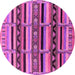 Round Machine Washable Solid Pink Modern Rug, wshurb1275pnk