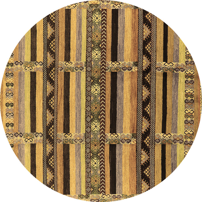 Round Machine Washable Solid Brown Modern Rug, wshurb1275brn