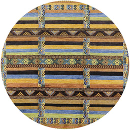 Round Machine Washable Industrial Modern Sepia Brown Rug, wshurb1275