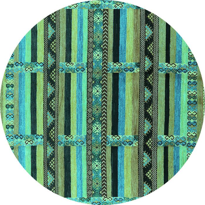 Round Solid Turquoise Modern Rug, urb1275turq