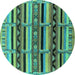 Round Solid Turquoise Modern Rug, urb1275turq