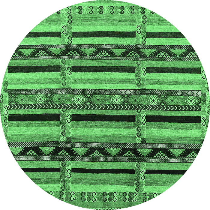 Round Machine Washable Solid Emerald Green Modern Area Rugs, wshurb1275emgrn