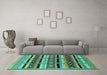 Machine Washable Solid Turquoise Modern Area Rugs in a Living Room,, wshurb1275turq