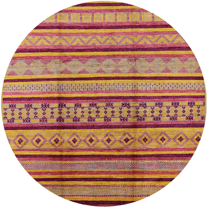 Round Mid-Century Modern Orange Solid Rug, urb1276