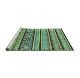 Sideview of Machine Washable Solid Turquoise Modern Area Rugs, wshurb1276turq