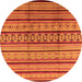 Round Machine Washable Solid Orange Modern Area Rugs, wshurb1276org