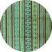 Round Solid Turquoise Modern Rug, urb1276turq